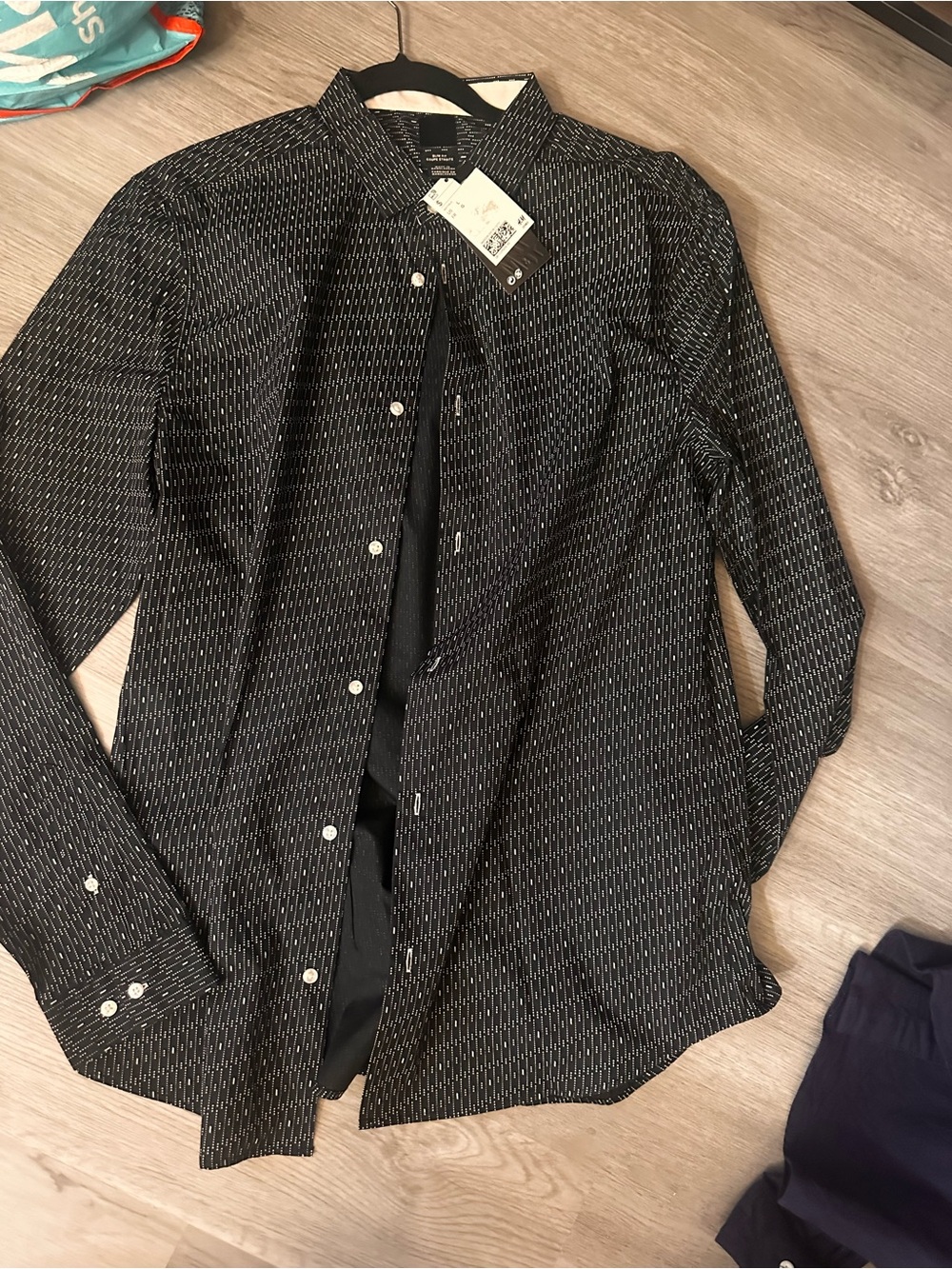 H&M Black Patterned Lightweight Shirt Jacket